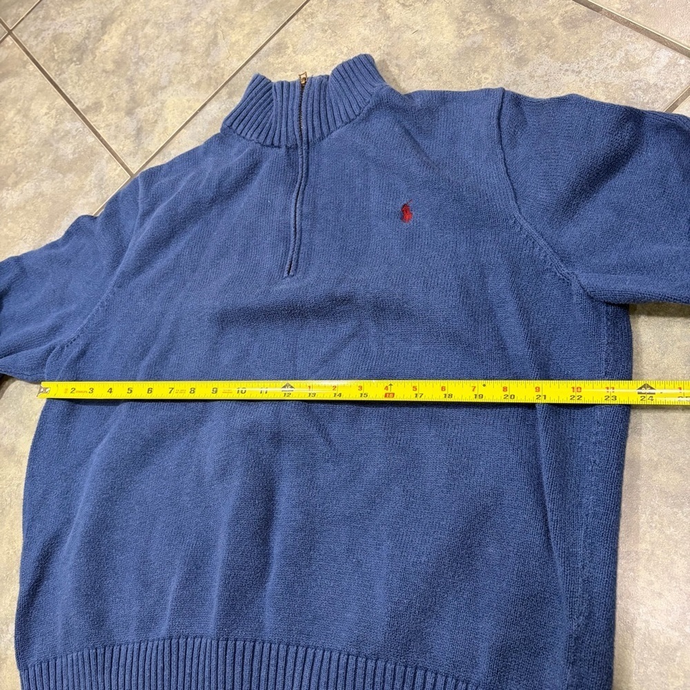 VINTAGE Polo Ralph Lauren Knit Sweater Adult XXL Blue Red Pony 1/4 Zip 90s VTG - Picture 9 of 12